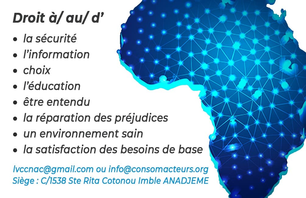 Verso de la carte du Consom'Acteur : liste des droits du consommateur et coordonnées de l'association